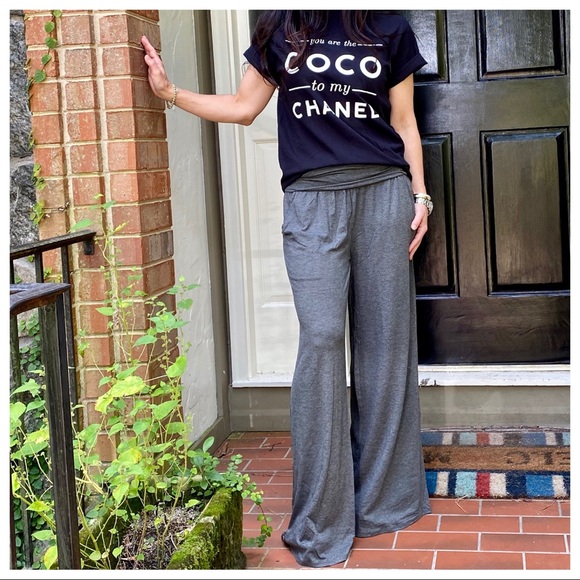 Charcoal Wide leg Fold Waist Pants With pockets - Picture 3 of 7